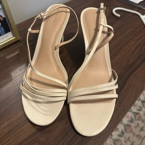 Reformation Pixie High Heel Beige Strappy Sandals
